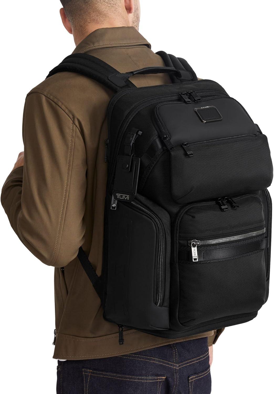 imageTUMI Alpha Bravo Nomadic Backpack Mens Durable Carry On Bag 188 X 150 X 90 Fits up to 15 Laptop Pearl Grey MeshBlack Onyx