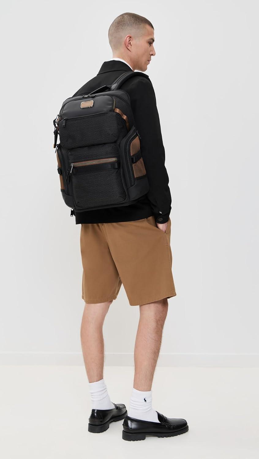 imageTUMI Alpha Bravo Nomadic Backpack Mens Durable Carry On Bag 188 X 150 X 90 Fits up to 15 Laptop Pearl Grey MeshBlack Onyx