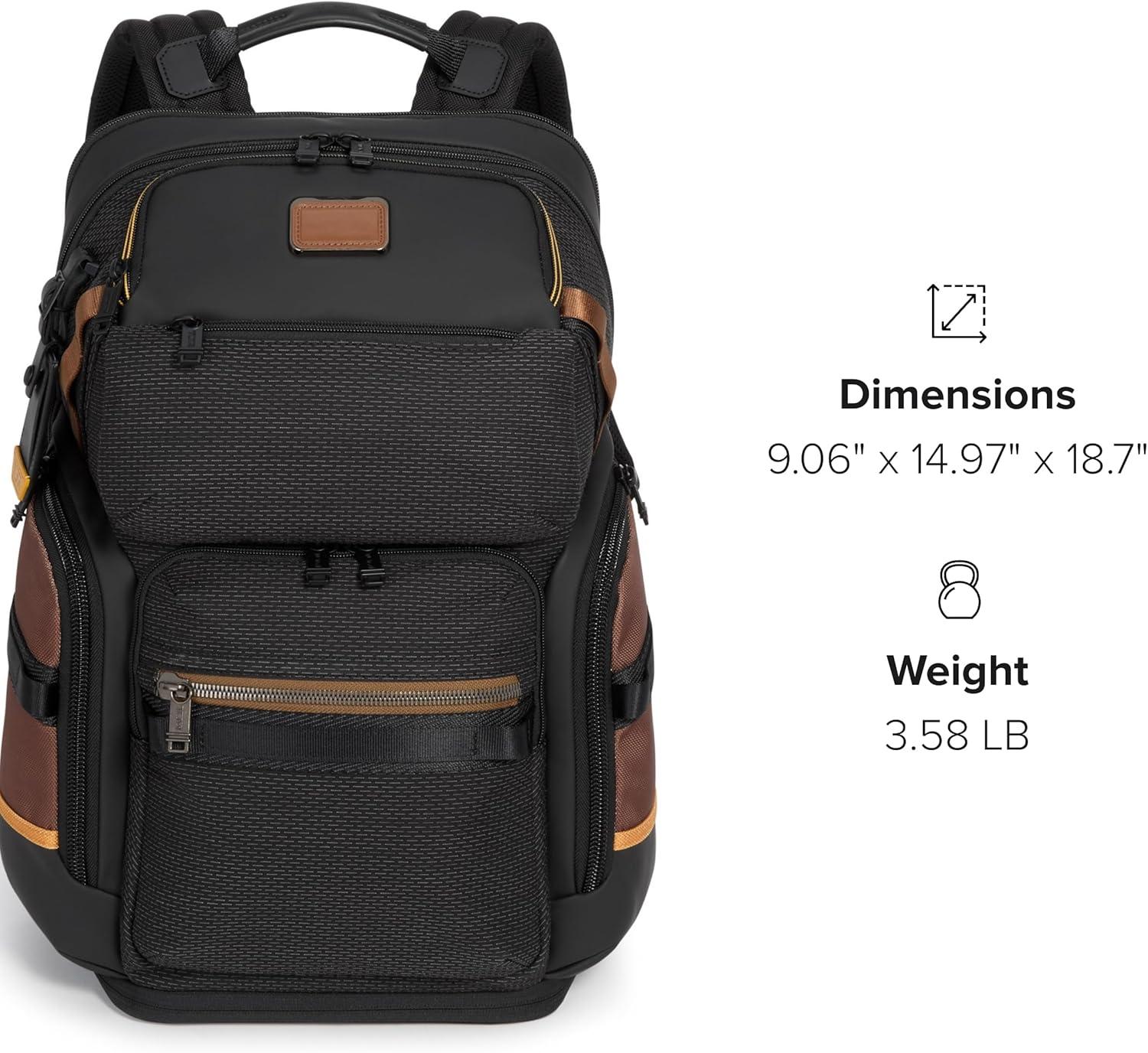 imageTUMI Alpha Bravo Nomadic Backpack Mens Durable Carry On Bag 188 X 150 X 90 Fits up to 15 Laptop Pearl Grey MeshBlack Onyx