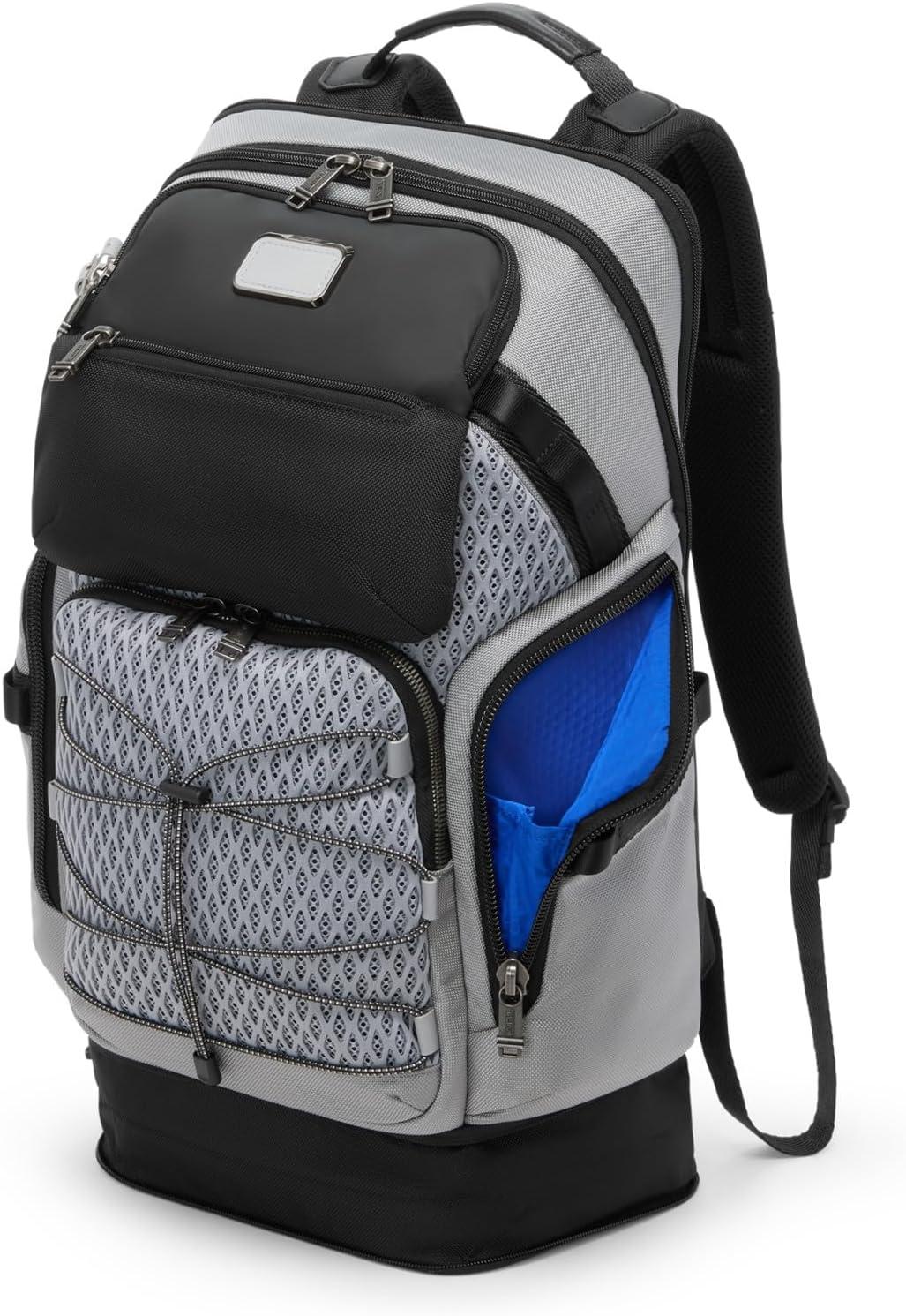 imageTUMI Alpha Bravo Nomadic Backpack Mens Durable Carry On Bag 188 X 150 X 90 Fits up to 15 Laptop Pearl Grey MeshPearl Grey Mesh