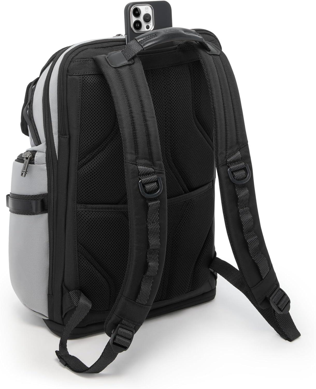 imageTUMI Alpha Bravo Nomadic Backpack Mens Durable Carry On Bag 188 X 150 X 90 Fits up to 15 Laptop Pearl Grey MeshPearl Grey Mesh