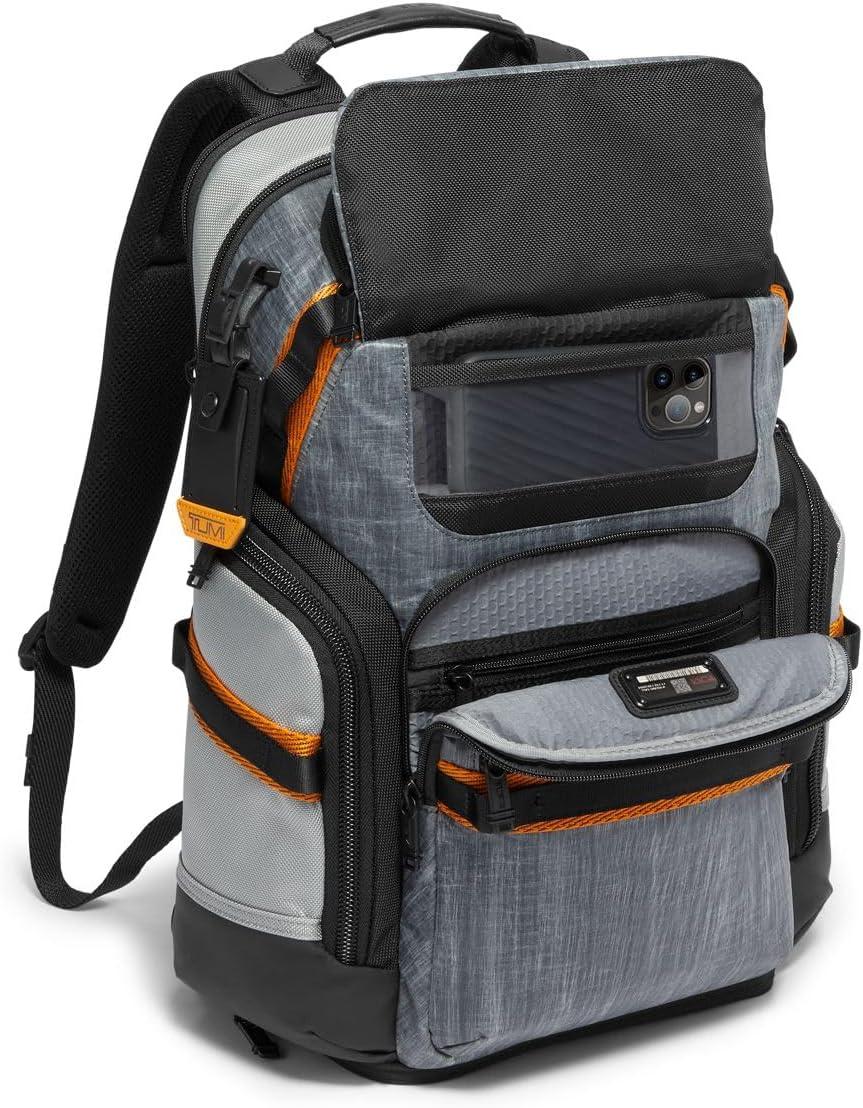 imageTUMI Alpha Bravo Nomadic Backpack Mens Durable Carry On Bag 188 X 150 X 90 Fits up to 15 Laptop Pearl Grey MeshSteel