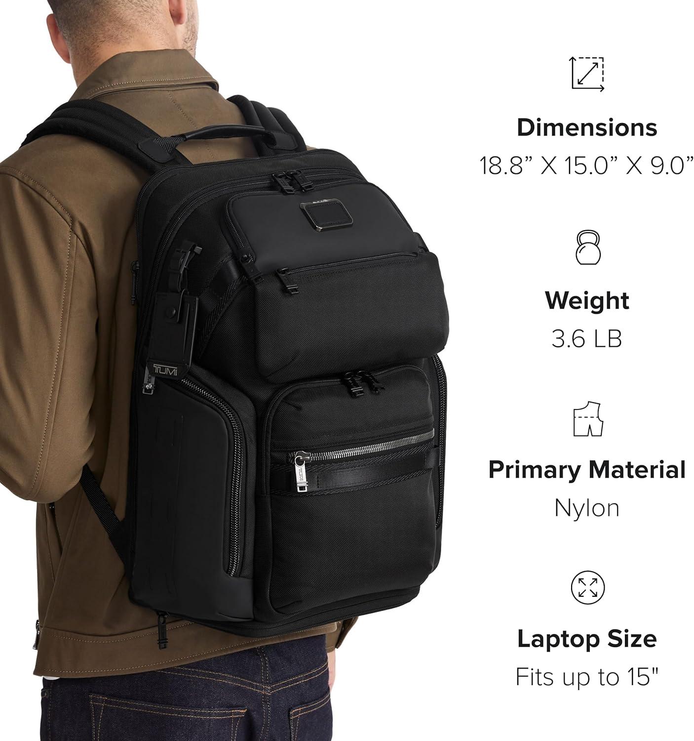 imageTUMI Alpha Bravo Nomadic Backpack Mens Durable Carry On Bag 188 X 150 X 90 Fits up to 15 Laptop Pearl Grey MeshSteel