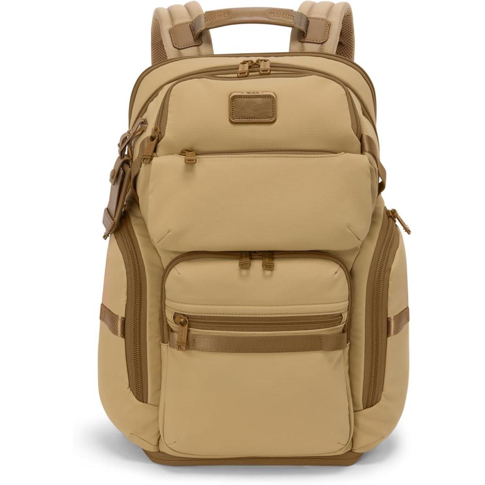 imageTUMI Alpha Bravo Nomadic Backpack Mens Durable Carry On Bag 188 X 150 X 90 Fits up to 15 Laptop Pearl Grey MeshKhaki