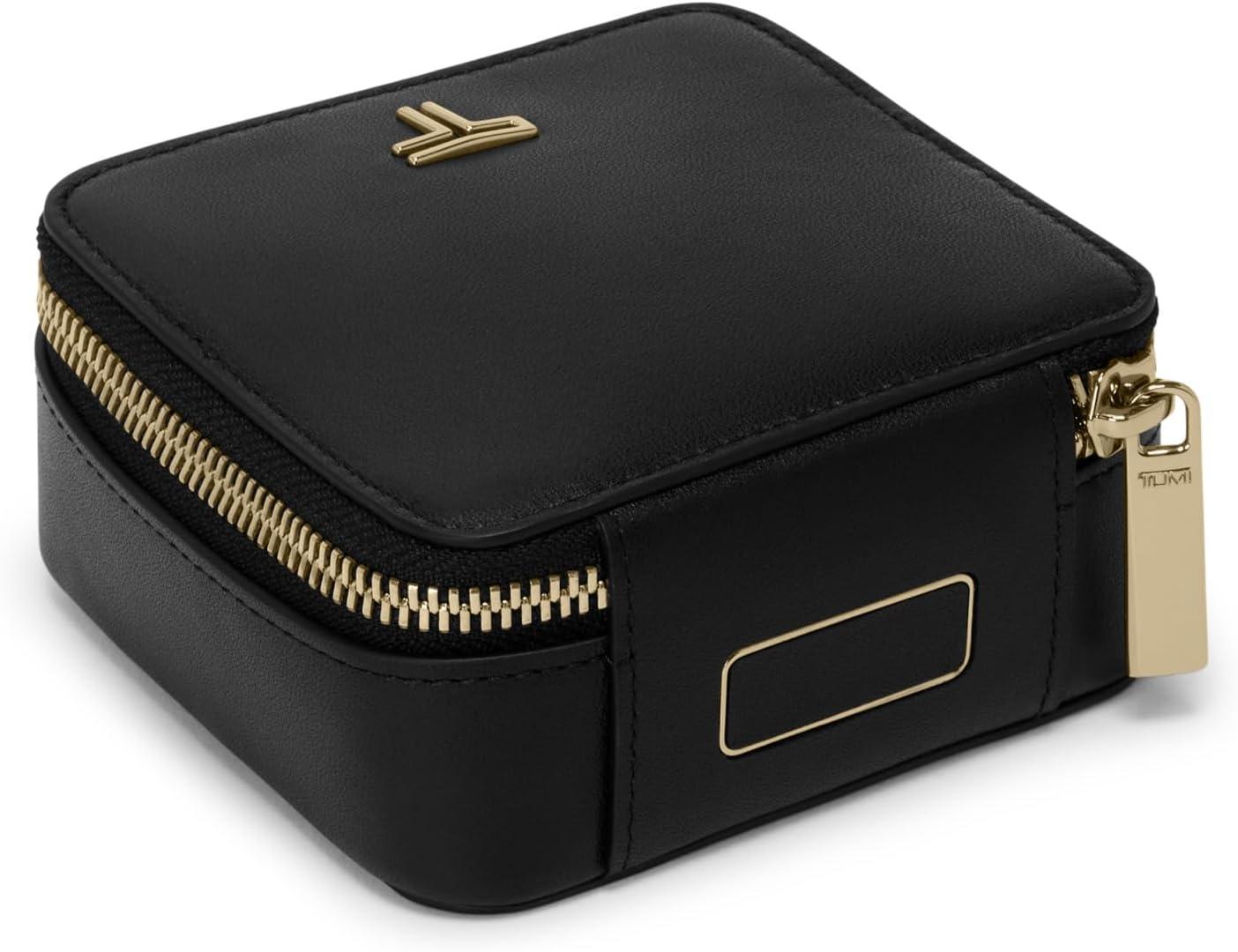 imageTUMI Belden Jewelry Case Womens Premium Leather Travel Organizer For Earrings Rings Bracelets ThymeBLACKGOLD