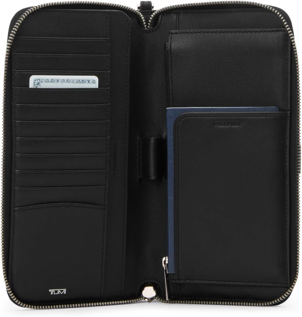 imageTUMI Belden Travel Wallet Premium Leather Passport Holder with Wristlet Compact Travel Bag LavenderBlackGunmetal