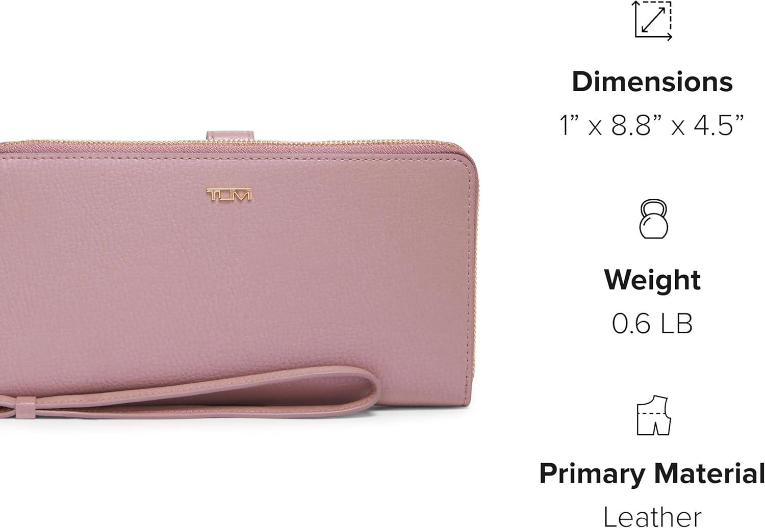 imageTUMI Belden Travel Wallet Premium Leather Passport Holder with Wristlet Compact Travel Bag LavenderPearl Pink