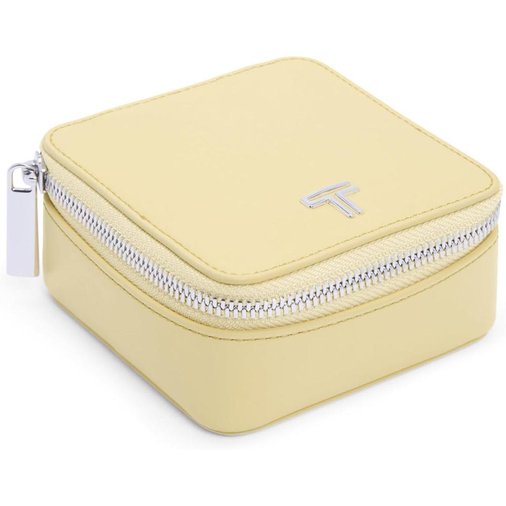 imageTUMI  Belden Jewelry Case  Womens Premium Leather Travel Organizer  For Earrings Rings Bracelets  ThymeWASHED YELLOW