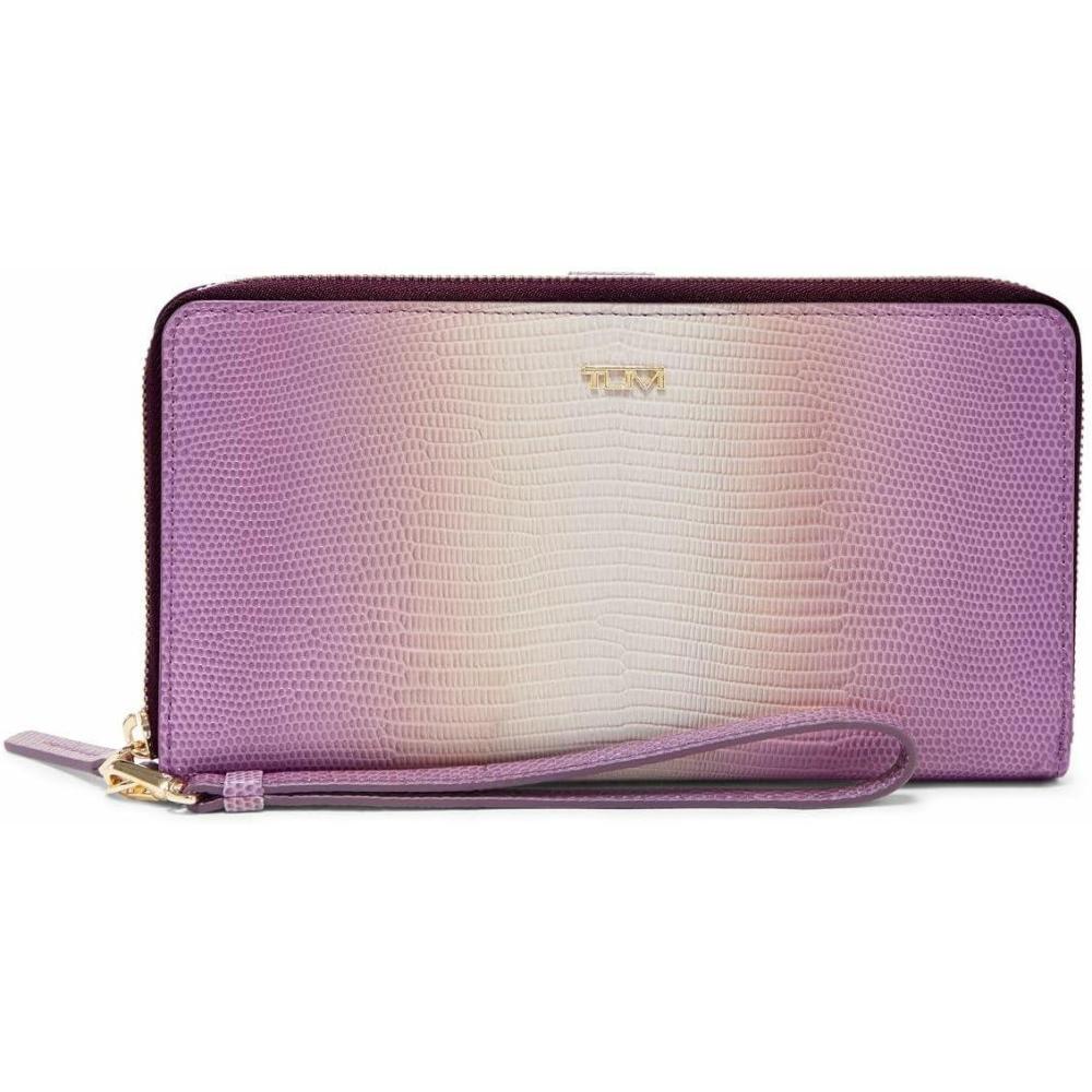 imageTUMI Belden Travel Wallet Premium Leather Passport Holder with Wristlet Compact Travel Bag LavenderMoonlightPurple Ombre