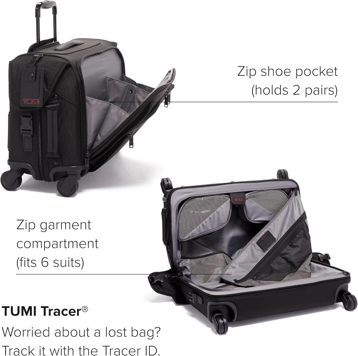 imageTUMI Alpha Garment 4 Wheeled CarryOn Garment Compartment Fits 6 Suits or Dresses Carry On Luggage for Travel BlackBlack