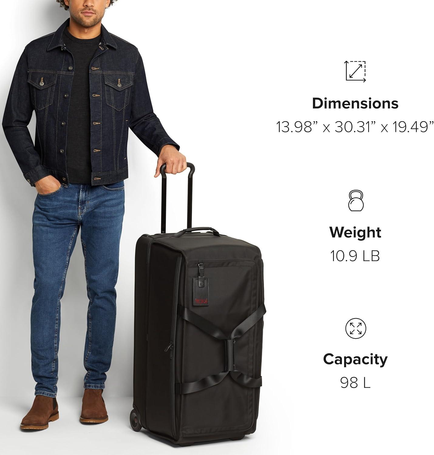 imageTUMI Alpha Large Split 2Wheeled Duffel Mens Rolling Travel Bag with Split Compartments BlackBlack