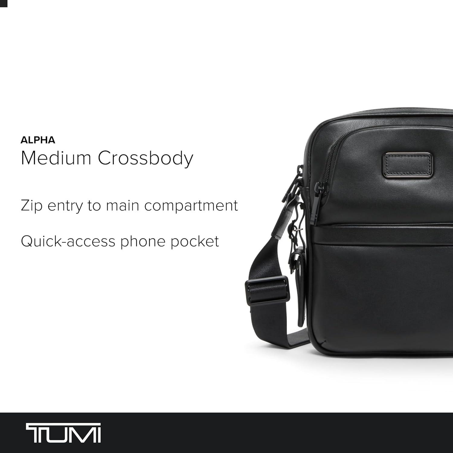 imageTUMI Alpha Medium Crossbody Mens and Womens Everyday Crossbody Bag Adjustable Shoulder Strap For Business amp Travel Black Leather