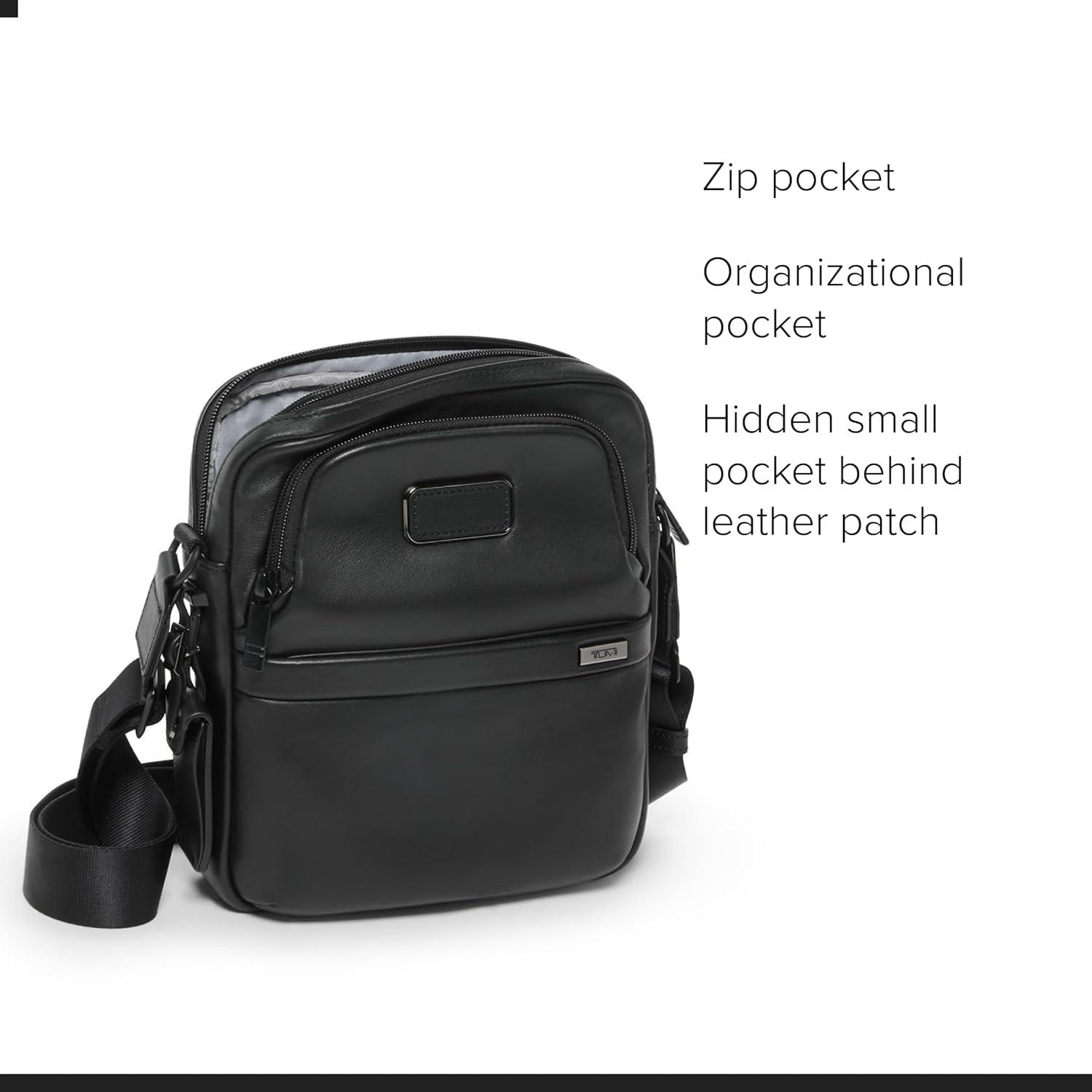 imageTUMI Alpha Medium Crossbody Mens and Womens Everyday Crossbody Bag Adjustable Shoulder Strap For Business amp Travel Black Leather