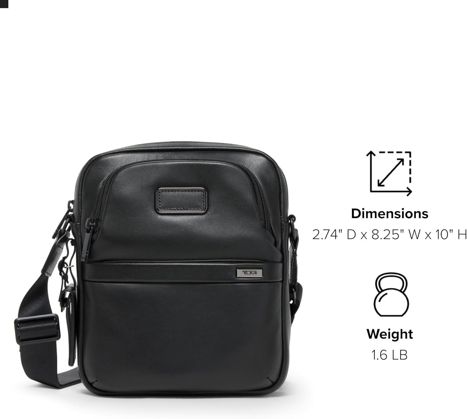 imageTUMI Alpha Medium Crossbody Mens and Womens Everyday Crossbody Bag Adjustable Shoulder Strap For Business amp Travel Black Leather