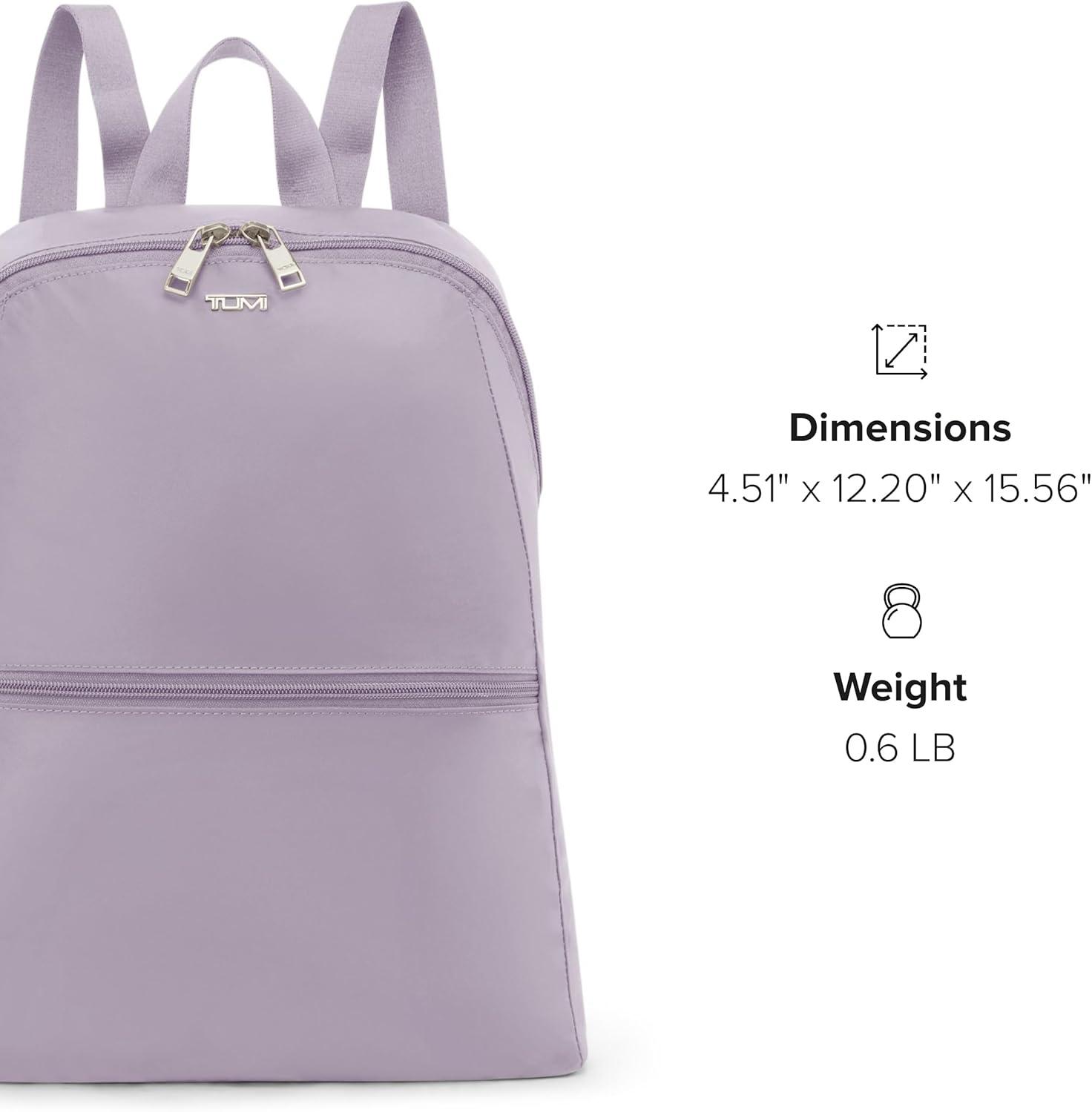 imageTUMI Just In Case Foldable Backpack Lightweight Compact Travel Backpack For One Bag Travel 155 X 123 X 45 Black with Gold HardwareLavender