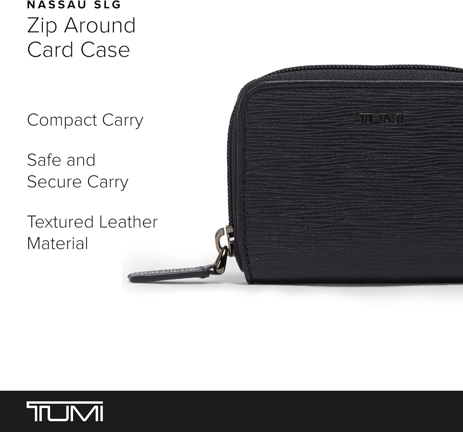 imageTUMI Nassau ZipAround Card Case Leather Card Wallet for Men amp Women Secure Card Case Holder Credit Card Holder BlackEMBOSSED BLACK