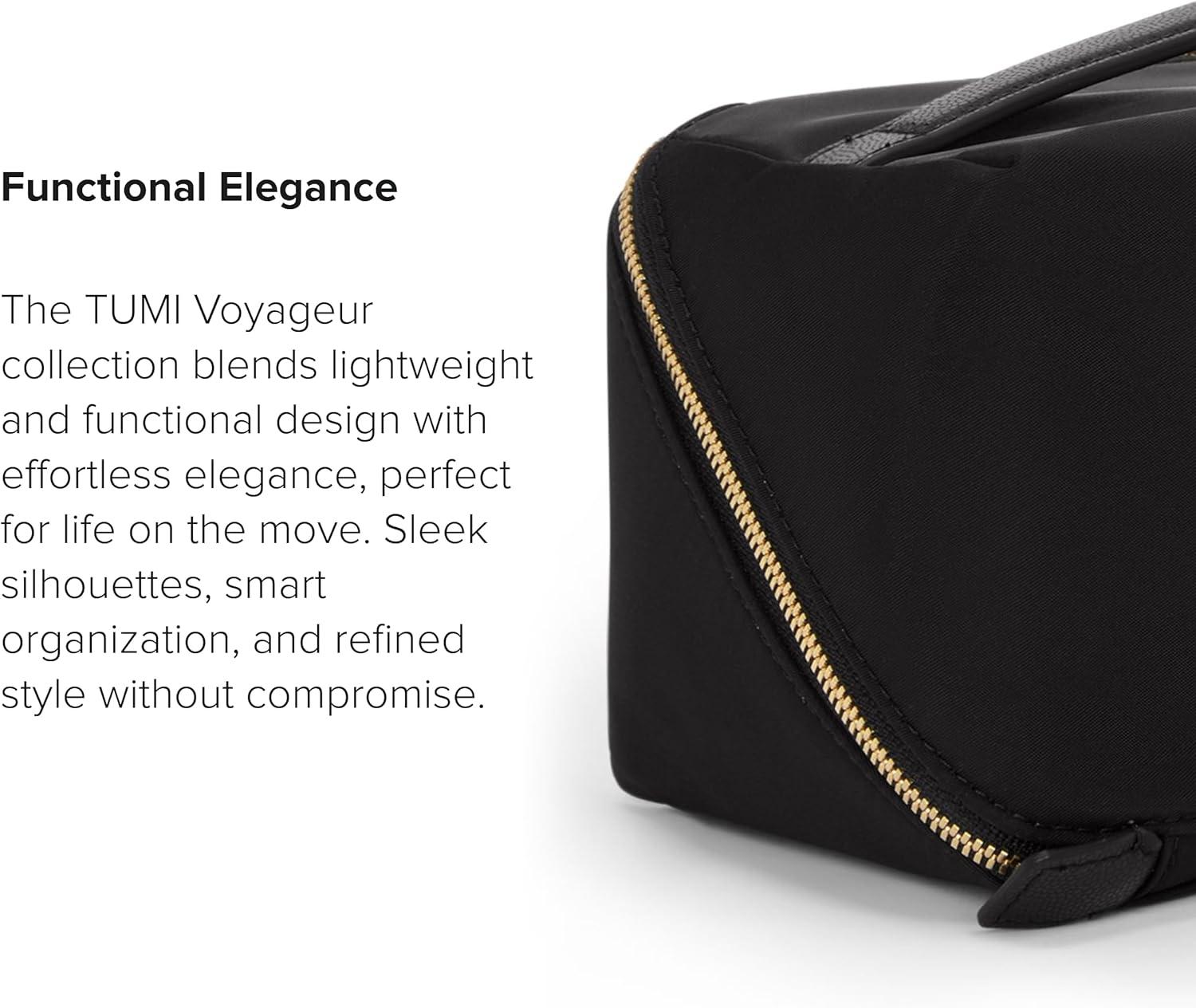 imageTUMI Voyageur Dallas Cosmetic Bag LayFlat Travel Makeup Organizer Packable Travel Kit Pink ClayBlackGold