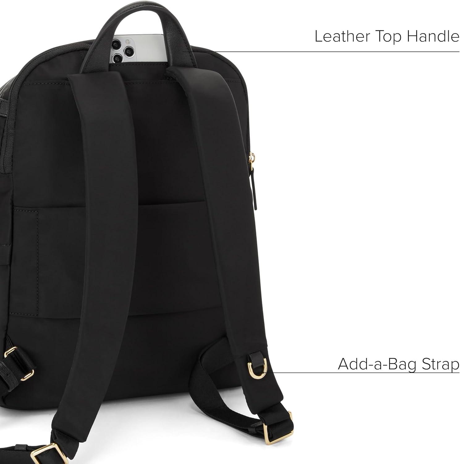 imageTUMI Voyageur Halsey Backpack Travel Backpack For Business Fashion Commute Holds Up to 14 Screens Black amp GoldBlack Gold Hardware