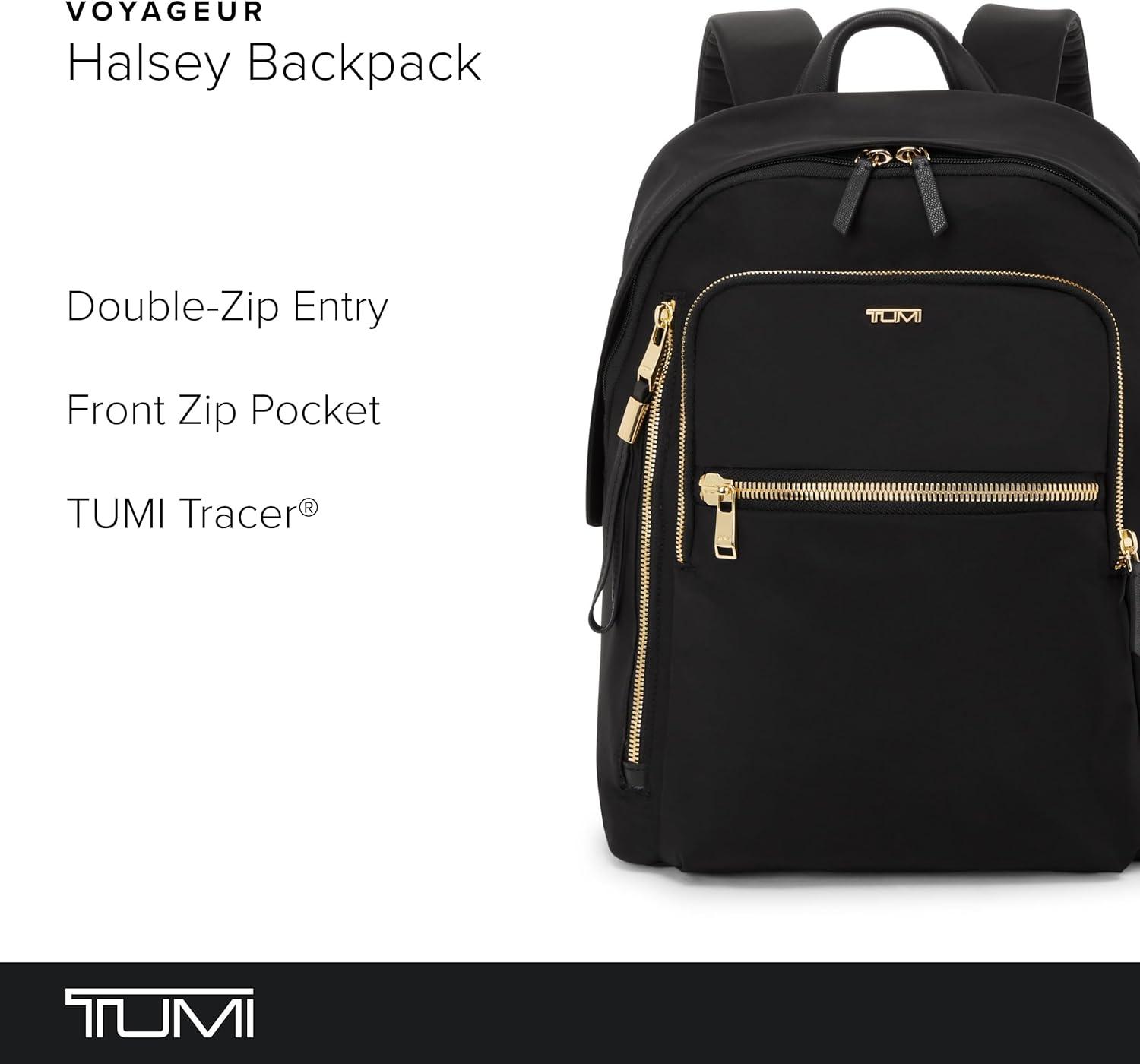 imageTUMI Voyageur Halsey Backpack Travel Backpack For Business Fashion Commute Holds Up to 14 Screens Black amp GoldBlack Gold Hardware