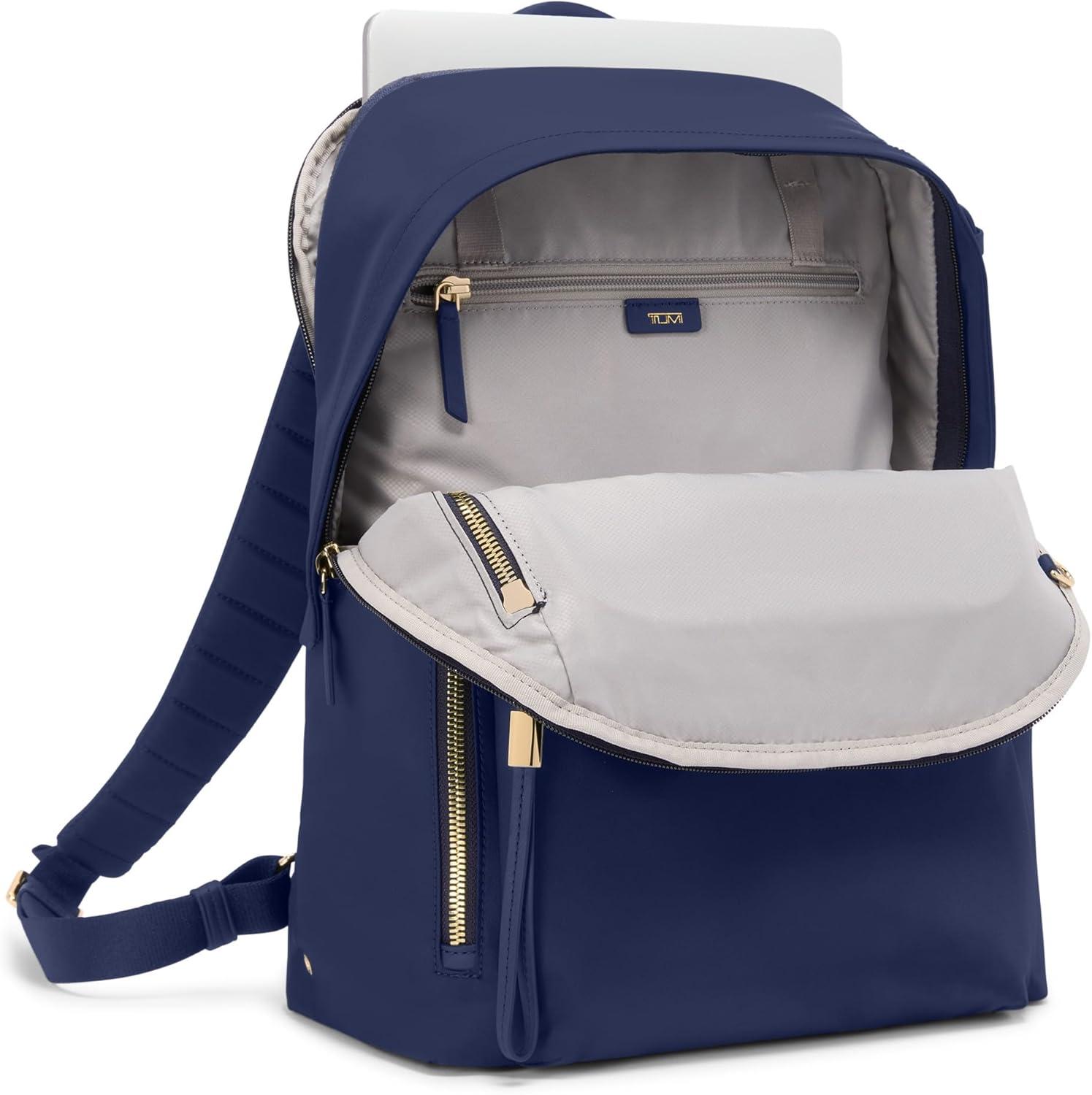 imageTUMI Voyageur Halsey Backpack Travel Backpack For Business Fashion Commute Holds Up to 14 Screens Black amp GoldIndigoLight Gold