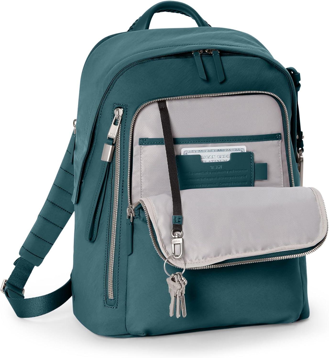 imageTUMI Voyageur Halsey Backpack Travel Backpack For Business Fashion Commute Holds Up to 14 Screens Black amp GoldLagoon