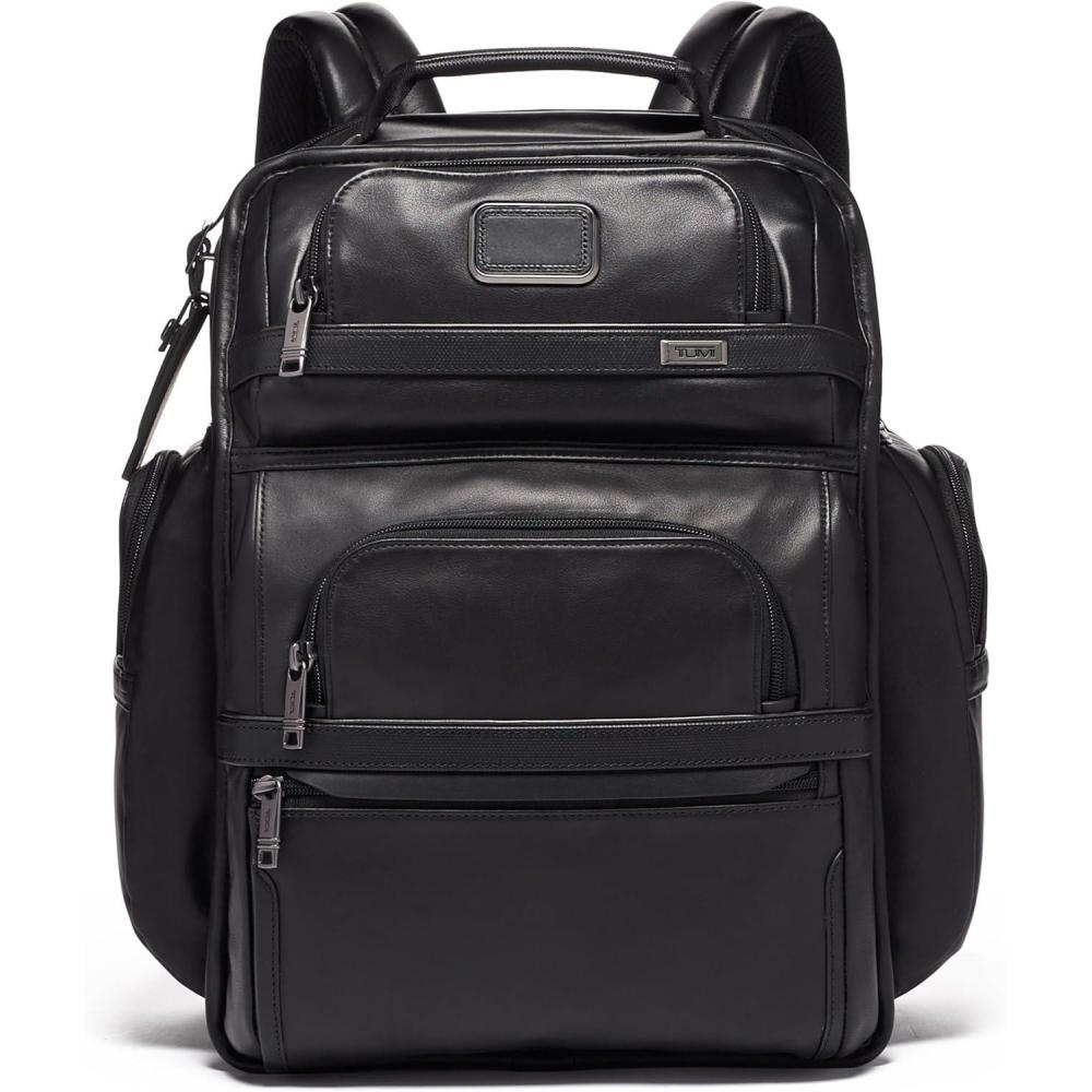 imageTUMI  Alpha Brief Pack  Mens and Womens Work and Travel Laptop Backpack with Padded Adjustable Strap  Fits Up to 15 Screen  BlackBlack Leather