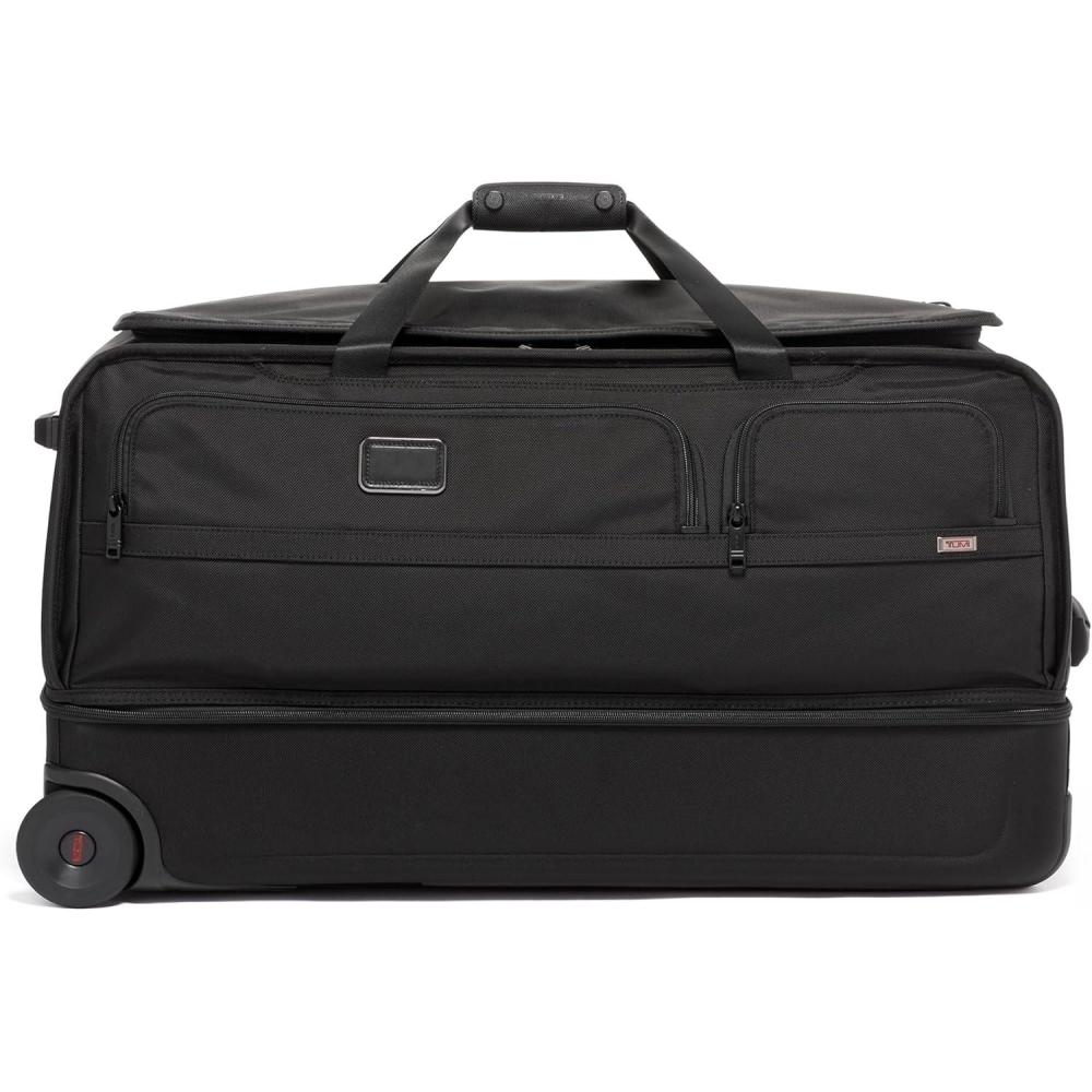 imageTUMI  Alpha Large Split 2Wheeled Duffel  Mens Rolling Travel Bag with Split Compartments  BlackBlack