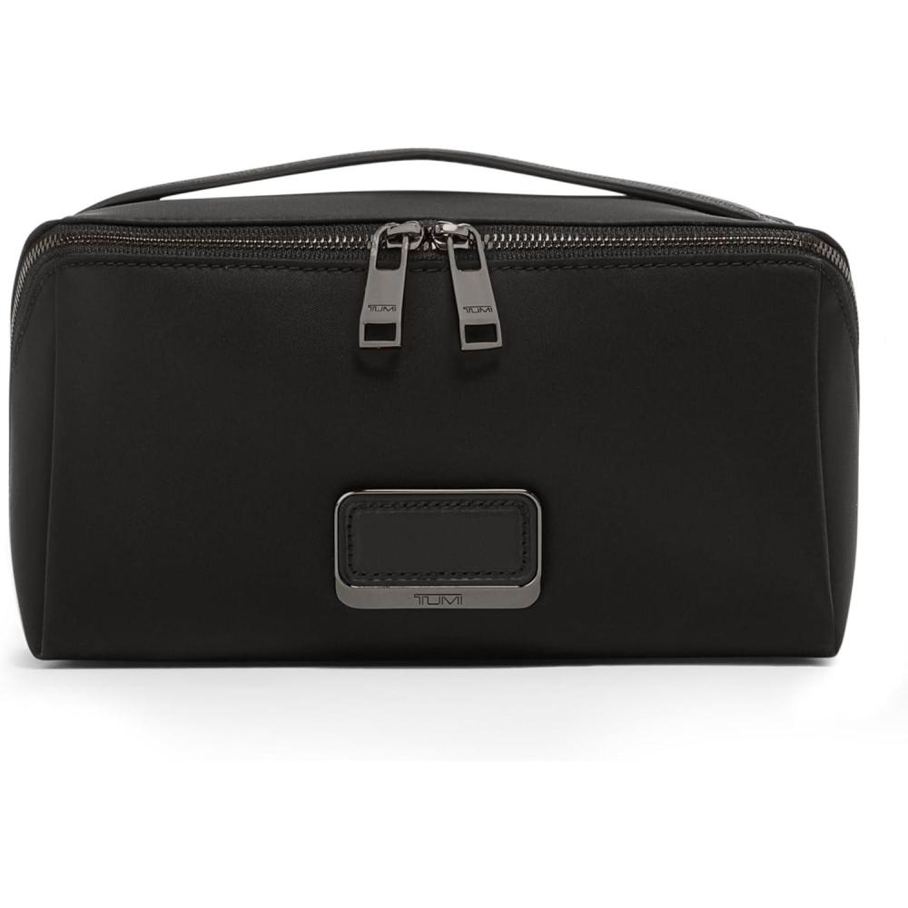 imageTUMI Voyageur Dallas Cosmetic Bag LayFlat Travel Makeup Organizer Packable Travel Kit Pink ClayBLACKGUNMETAL