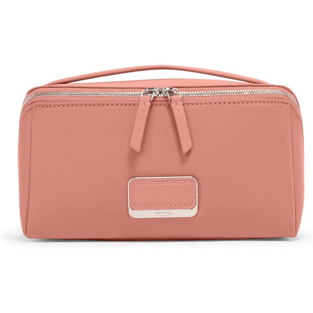 imageTUMI Voyageur Dallas Cosmetic Bag LayFlat Travel Makeup Organizer Packable Travel Kit Pink ClayPINK CLAY