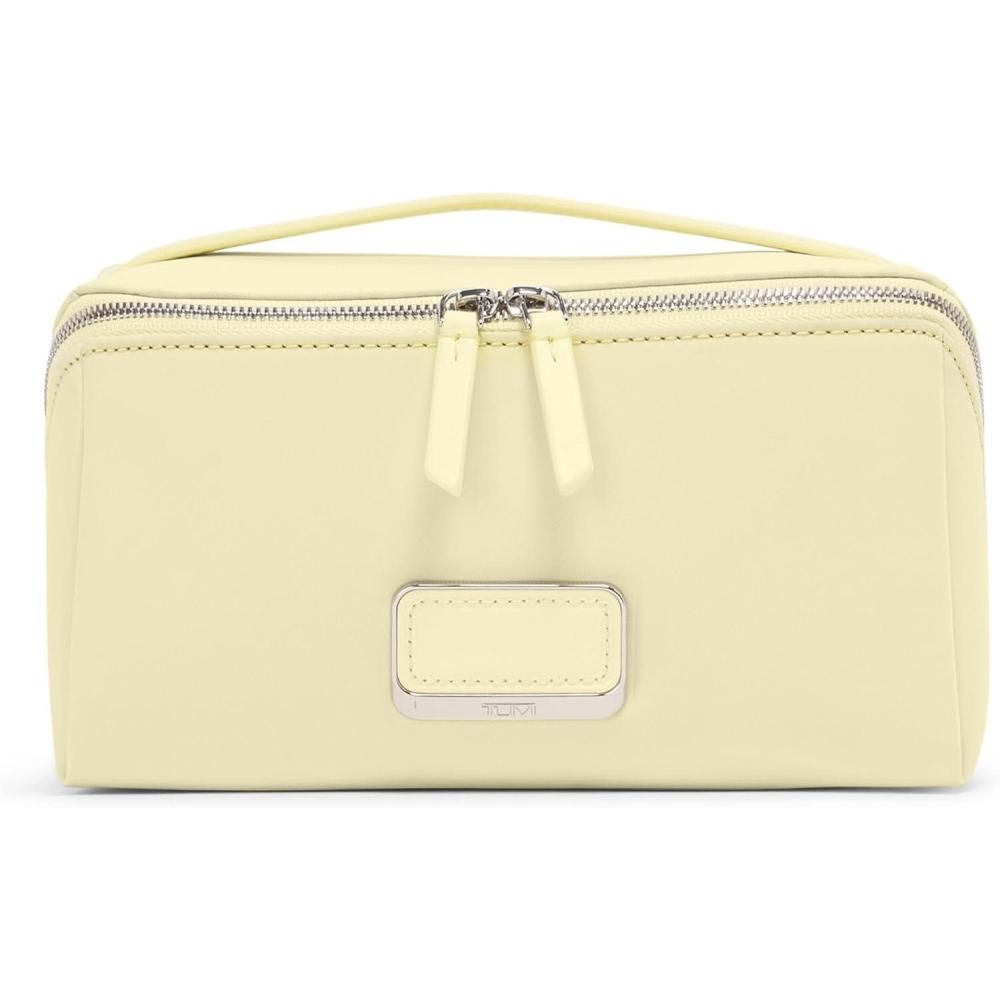 imageTUMI  Voyageur Dallas Cosmetic Bag  LayFlat Travel Makeup Organizer  Packable Travel Kit  Pink ClayWASHED YELLOW