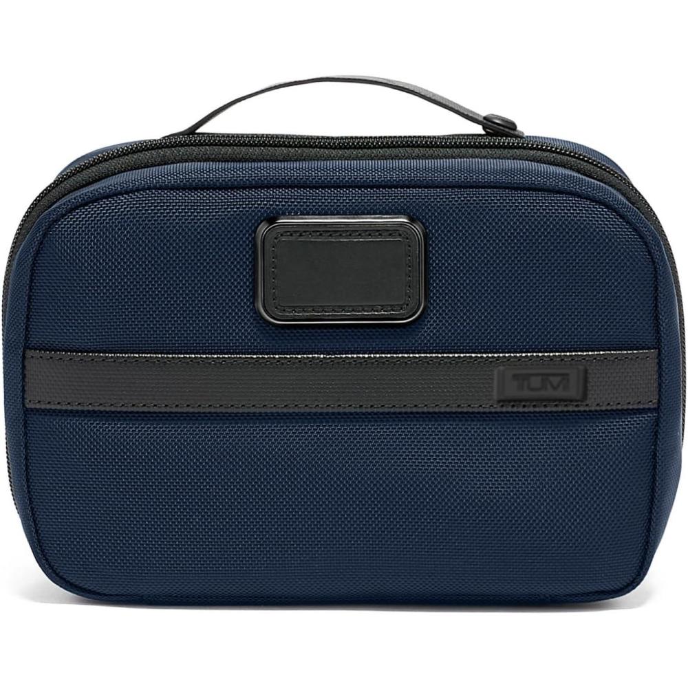 imageTUMI Alpha Split Travel Kit  Compact Toiletry Bag for Men amp Women  Features Removable Leather Handle amp 3 Zip Pockets  BlackNavy