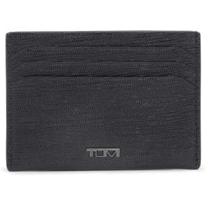 TUMI – Nassau Leather Card Case – Men’s and Women’s Slim Wallet – Mediterranean Print(BLACK EMBOSSED)