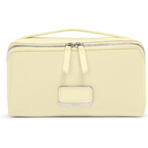 TUMI – Voyageur Dallas Cosmetic Bag – Lay-Flat Travel Makeup Organizer – Packable Travel Kit – Pink Clay(WASHED YELLOW)