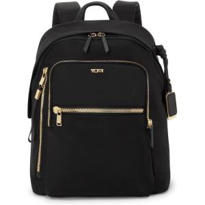 TUMI – Voyageur Halsey Backpack – Travel Backpack – For Business, Fashion, Commute – Holds Up to 14″ Screens – Black & Gold(Black & Gold Hardware)