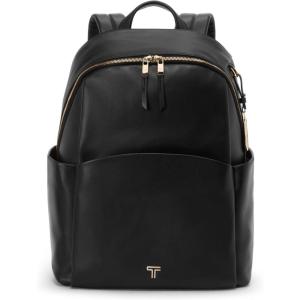 TUMI – Voyageur Raina Backpack – Women’s Premium Leather Backpack – Everyday Bag with Phone Pocket & Laptop Compartment – Black, Light Gold Hardware(Black/Light Gold)
