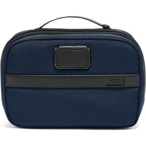 TUMI Alpha Split Travel Kit – Compact Toiletry Bag for Men & Women – Features Removable Leather Handle & 3 Zip Pockets – Black(Navy)