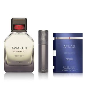 TUMI Awaken Distilled [08:00 GMT] – Extrait De Parfum For Men – Stimulating Cologne with Woody Notes – Bundle Collection