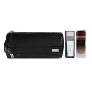 TUMI Dopp Kit Gift Set – Includes ATLAS [00:00 GMT], CONTINUUM [12:00 GMT] & Travel Toiletry Bag – .5 oz Eau de Parfum (Pack of 2)