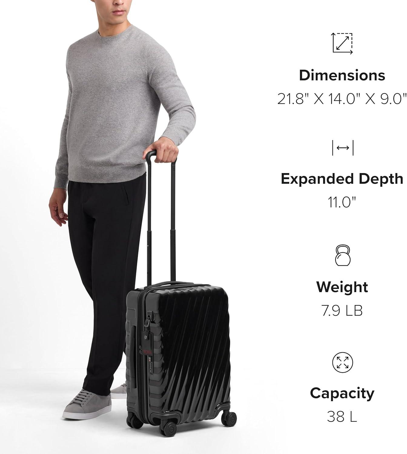 imageTUMI 19 Degree International Expandable 4 Wheeled CarryOn Hard Shell Suitcase 218 X 140 X 90 Matte Black TextureNavy