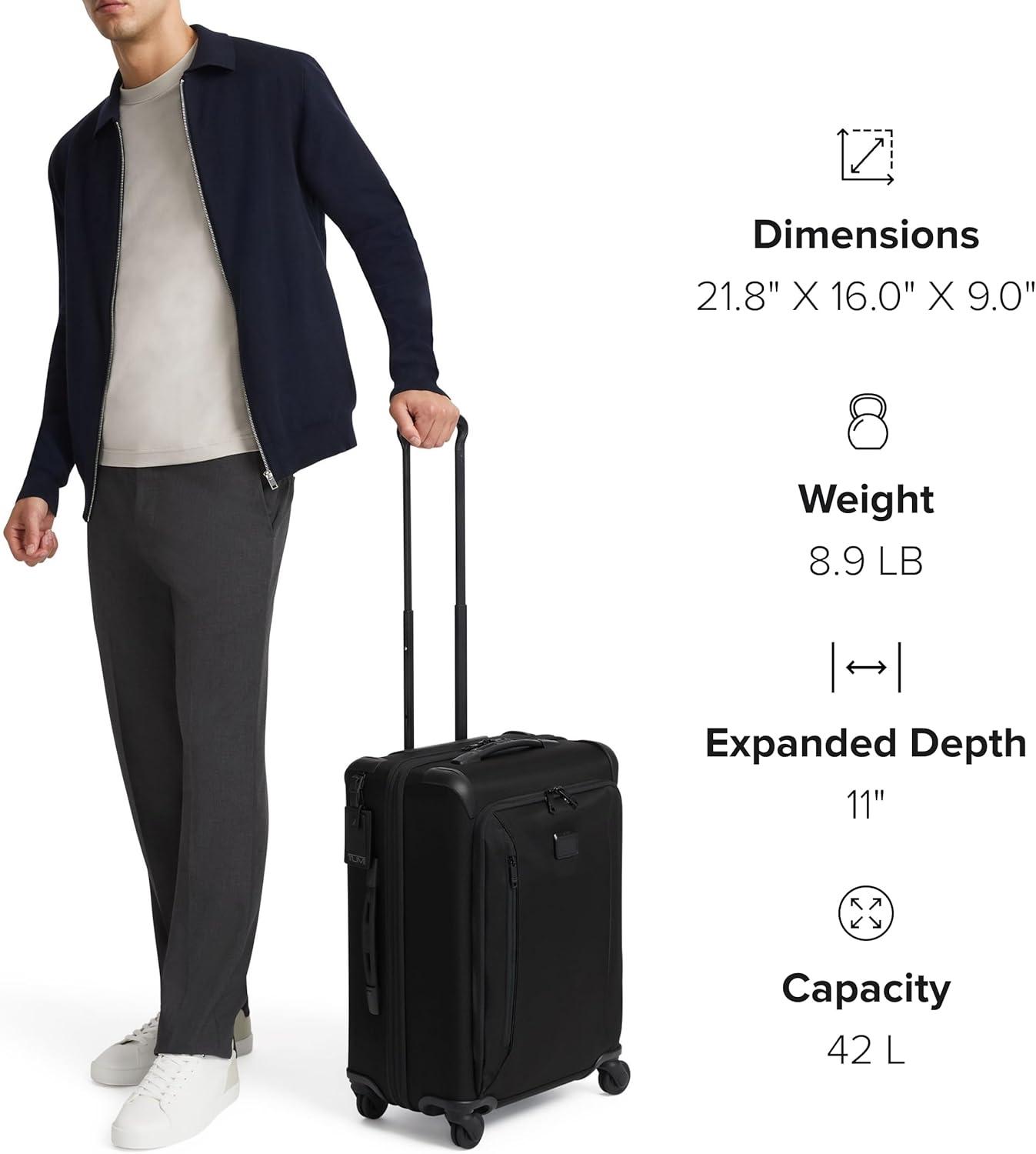 imageTUMI Aerotour 4 Wheel Expandable Luggage Mens and Womens Lightweight Business and Leisure Travel Suitcase 2175 Continental Expandable CarryOn BlackBlack