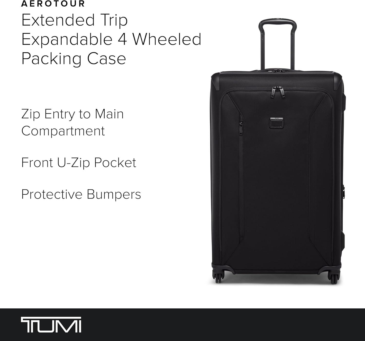imageTUMI Aerotour 4 Wheel Expandable Luggage Mens and Womens Lightweight Business and Leisure Travel Suitcase 2175 Continental Expandable CarryOn BlackBlack
