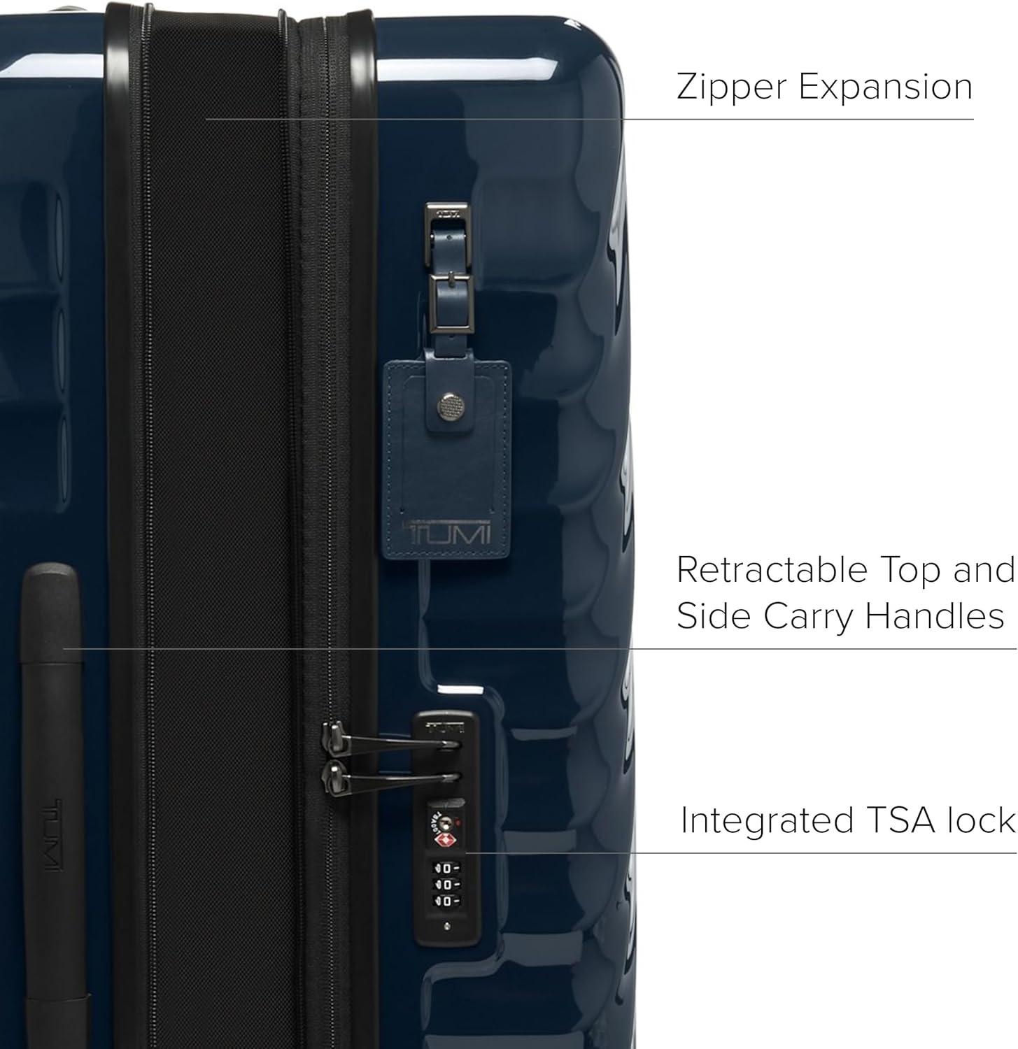imageTUMI 19 Degree Extended Trip Expandable 4 Wheel Packing Case Durable Hard Shell Zipper Expansion Checked Bag Suitcase NavyNavy