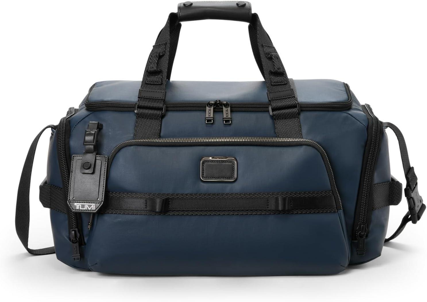imageTUMI Alpha Bravo Mason Duffel Mens Weekender Gym and Overnight Travel Bag Fits Up To 15 Laptop 110 X 195 X 103 Navy Coated CanvasNavy Coated Canvas