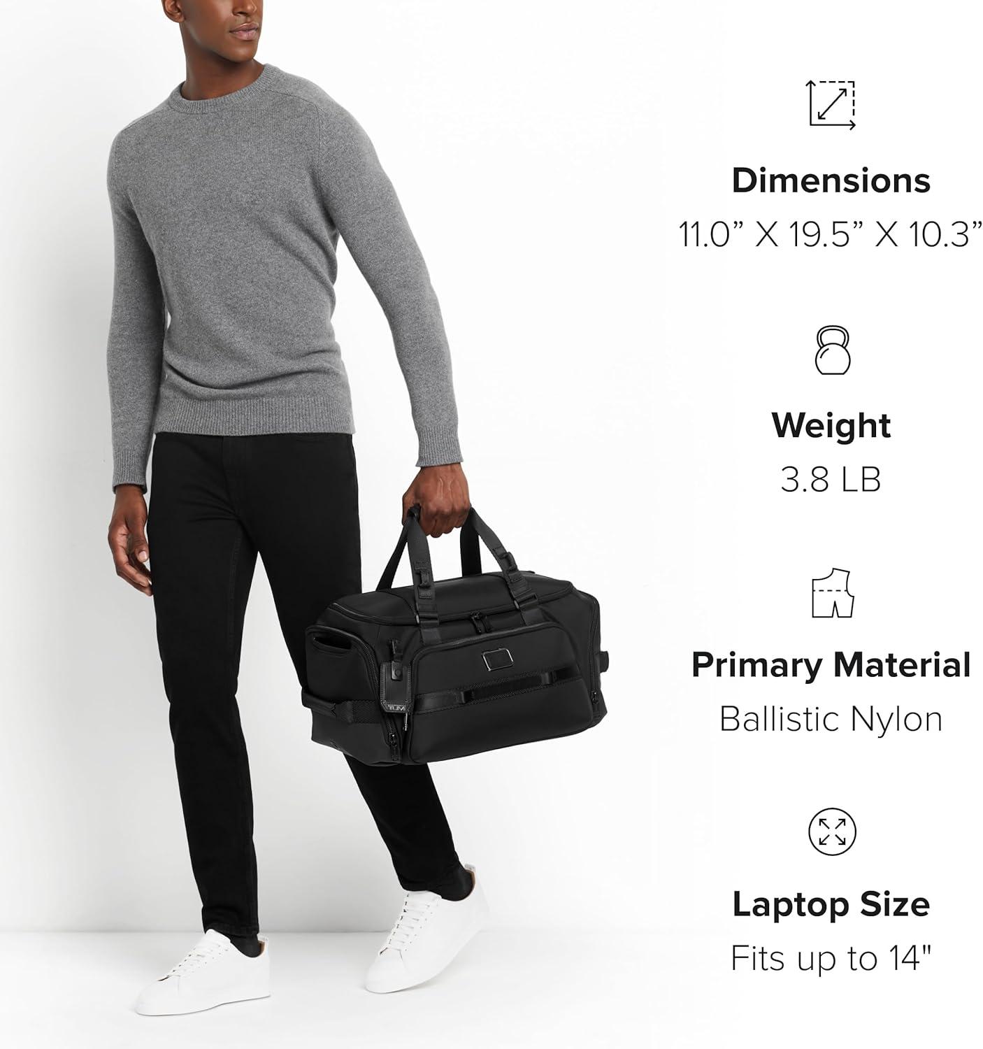 imageTUMI Alpha Bravo Mason Duffel Mens Weekender Gym and Overnight Travel Bag Fits Up To 15 Laptop 110 X 195 X 103 Navy Coated CanvasNavy Coated Canvas