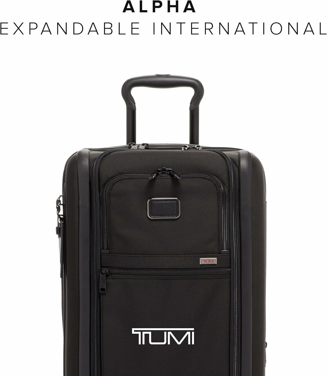 imageTUMI Alpha International Expandable 4 Wheeled CarryOn Rolling Carry On Suitcase for Domestic amp International Travel BlackBlack