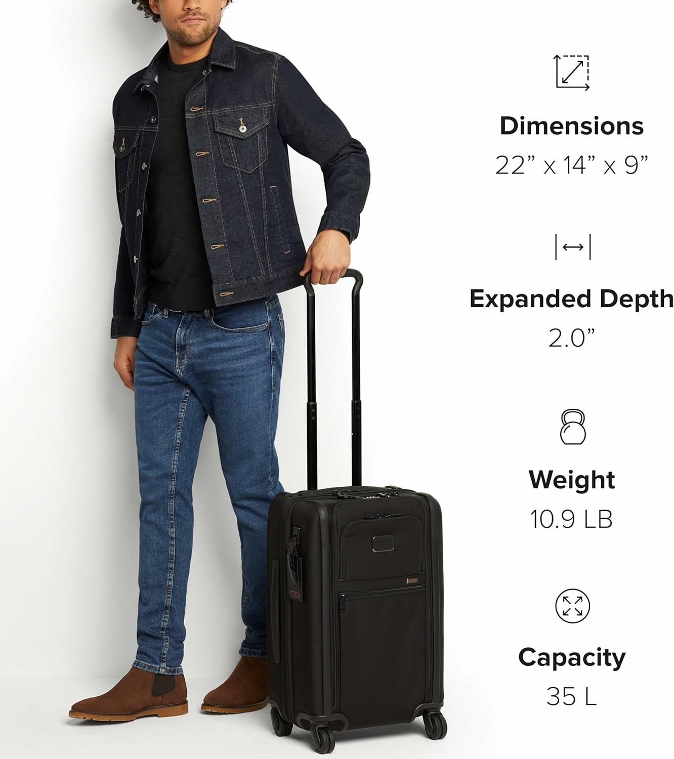 imageTUMI Alpha International Expandable 4 Wheeled CarryOn Rolling Carry On Suitcase for Domestic amp International Travel BlackBlack