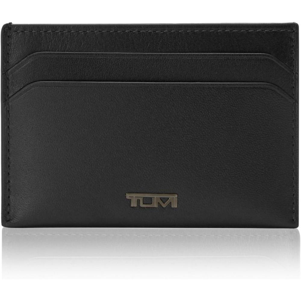 imageTUMI  Nassau Slim Card Case  Mens Premium Leather Wallet  Burnished WineBlack Smooth