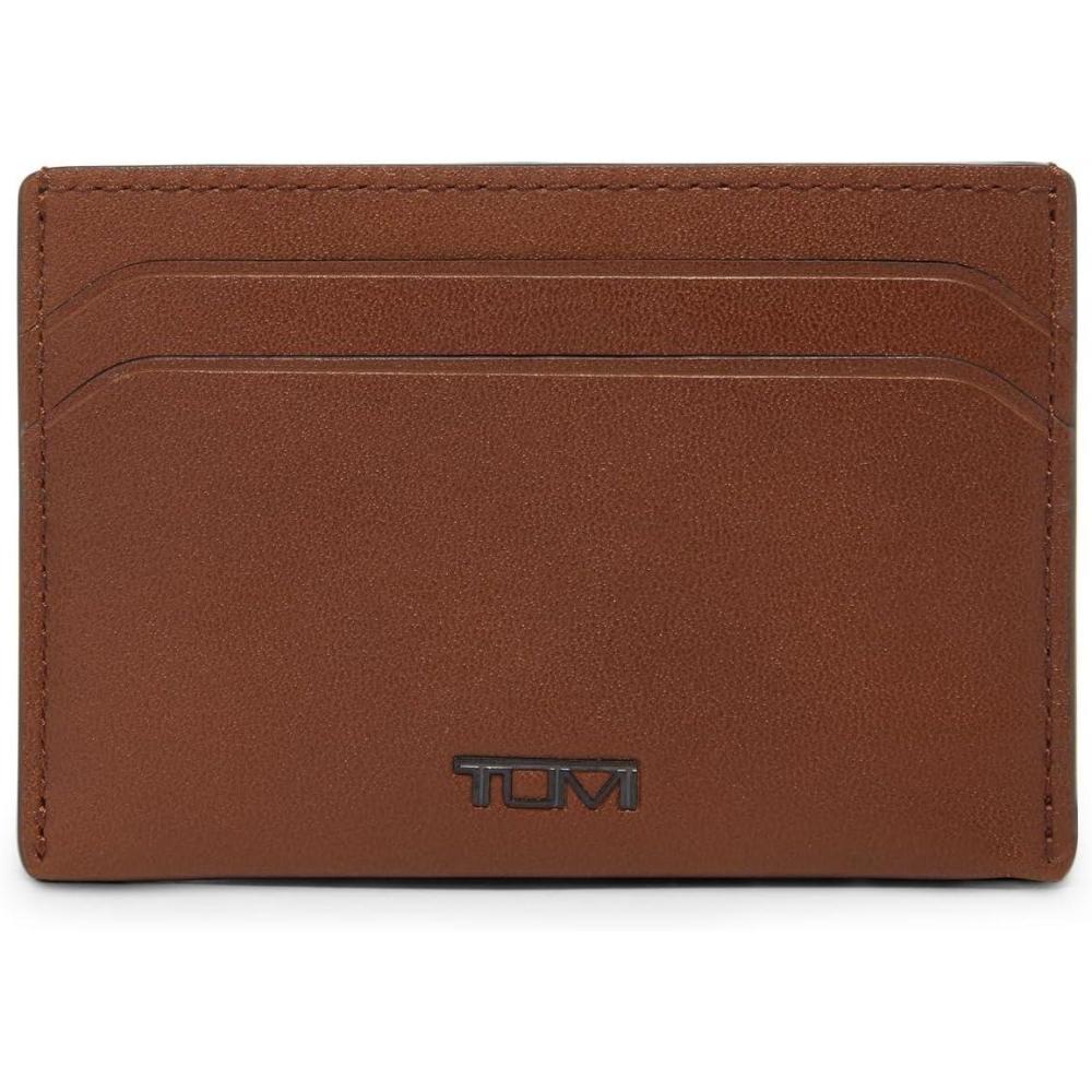 imageTUMI  Nassau Slim Card Case  Mens Premium Leather Wallet  Burnished WineCognac