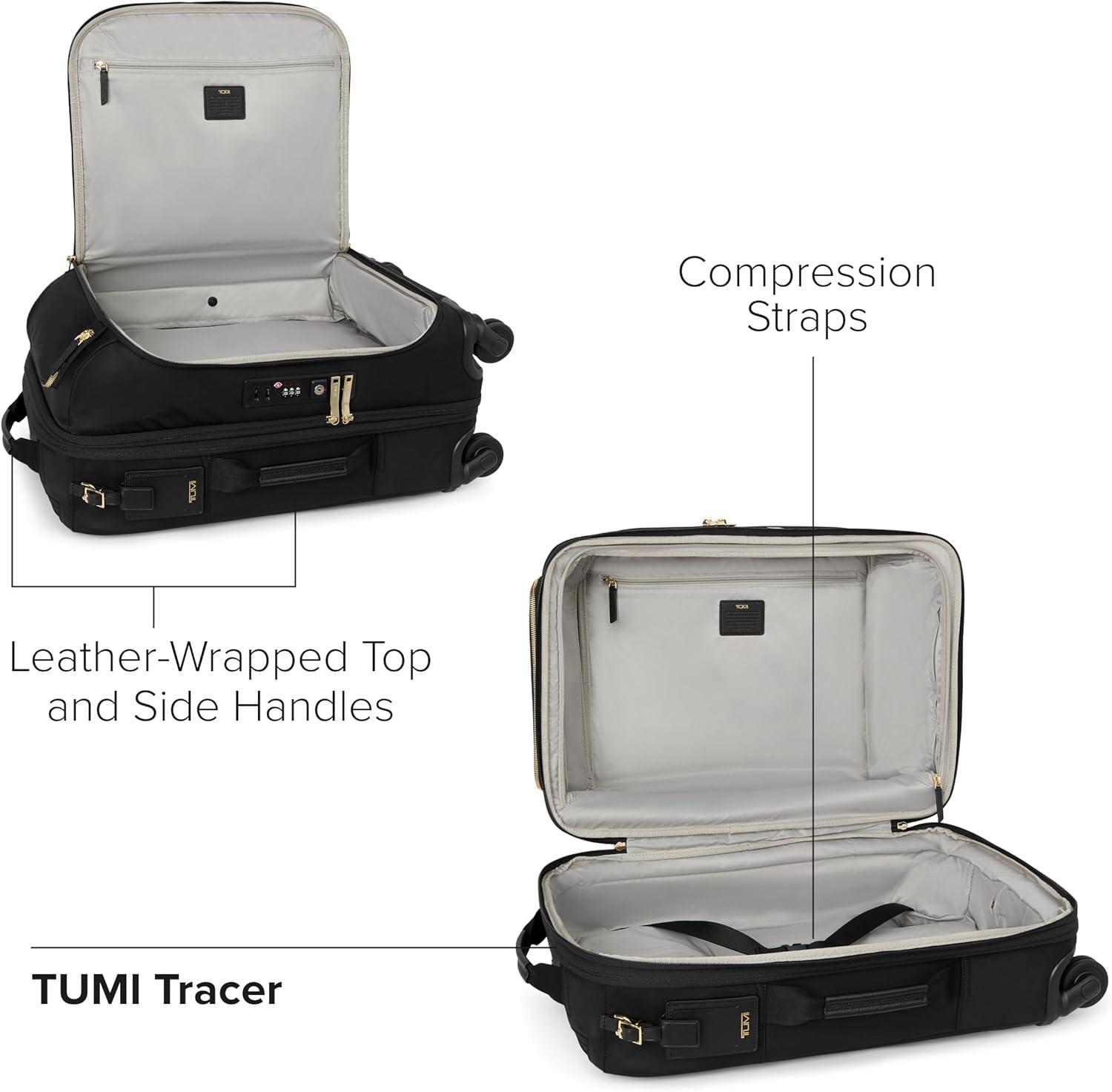 imageTUMI Voyageur Leger 4 Wheeled Luggage Womens Lightweight and Spacious Sleek Silhouette Durable Premium Suitcase 29 Extended Trip Expandable Packing Case Black with Gold HardwareBLACKGOLD