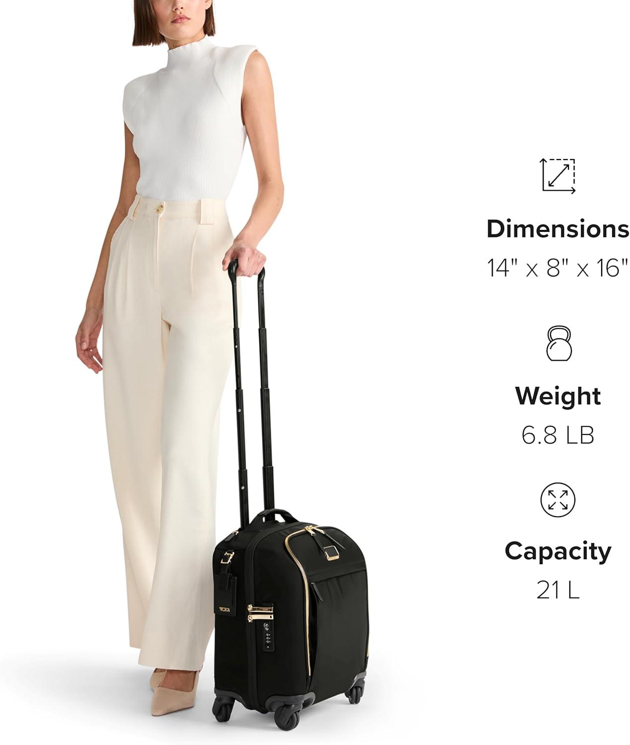 imageTUMI Voyageur Leger 4 Wheeled Luggage Womens Lightweight and Spacious Sleek Silhouette Durable Premium Suitcase 29 Extended Trip Expandable Packing Case Black with Gold HardwareBLACKGOLD